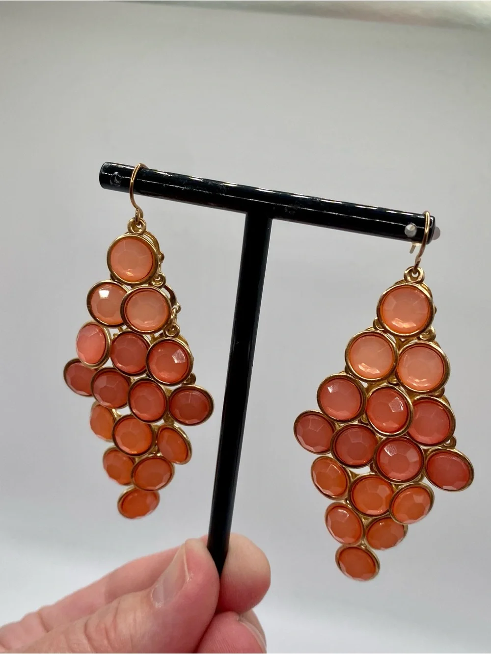Eclectic Gold-Tone Coral Cluster Drop Earrings